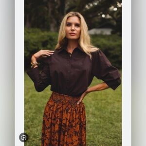 EX VOTO VINTAGE LAYLA BLOUSE IN CHOCOLATE